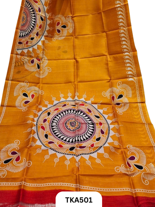 Murshidabad Silk Block Printing Saree