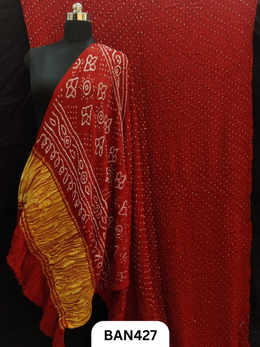Vegan Silk Tissue Pallu Heavy Dani Bandhej Saree