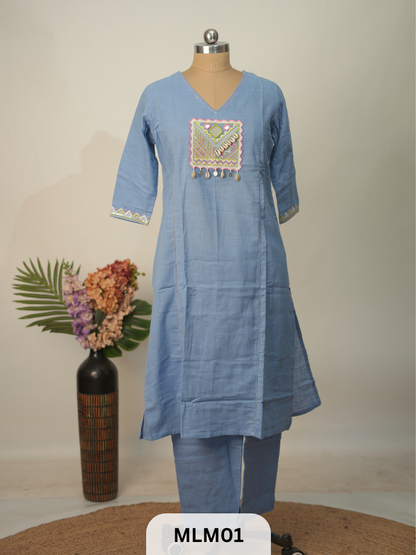 DENIM LINEN COTTON 2 PCS SET