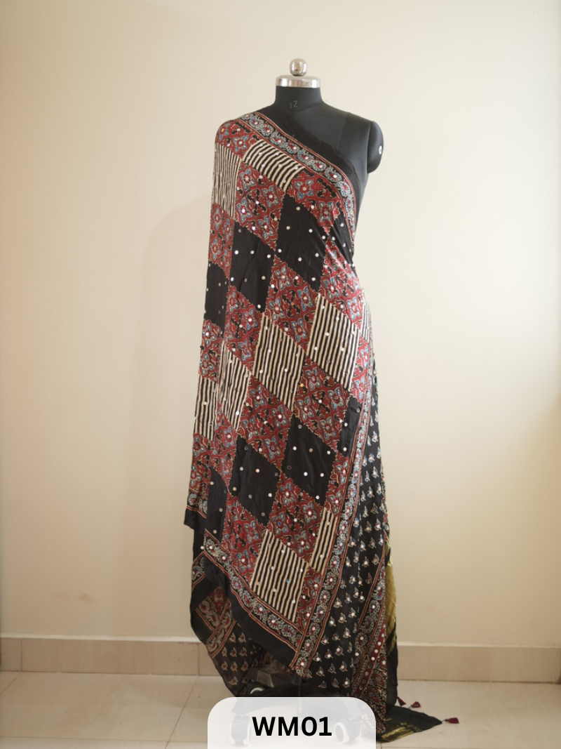 MODAL SILK WITH GLUED MIRROR LAGDI PATTA DUPPATTA