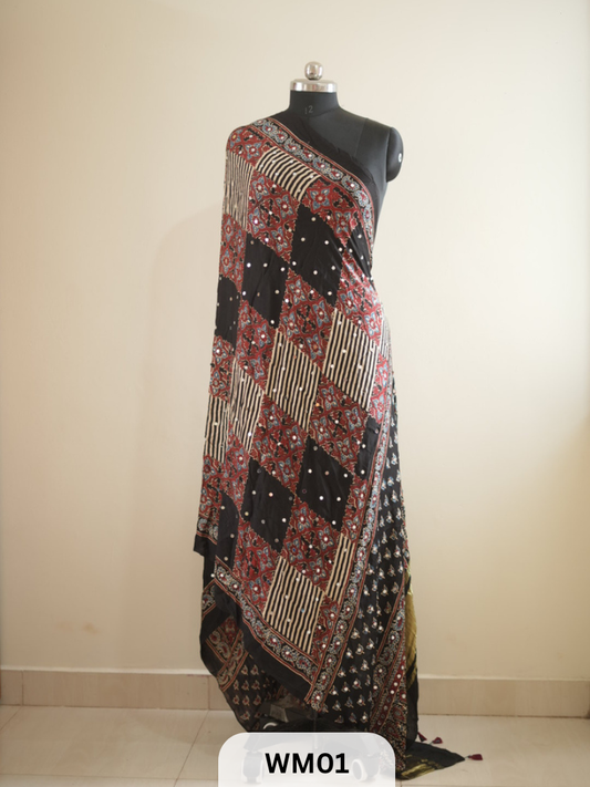 MODAL SILK WITH GLUED MIRROR LAGDI PATTA DUPPATTA