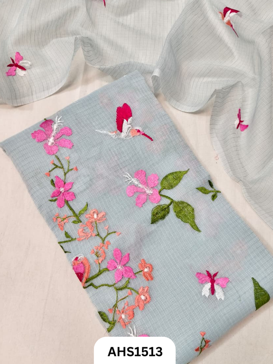 Kota Cotton Embroidery Work Dress Material