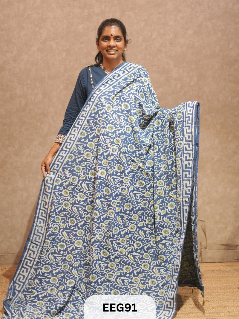CHANDERI INDIGO SAREE