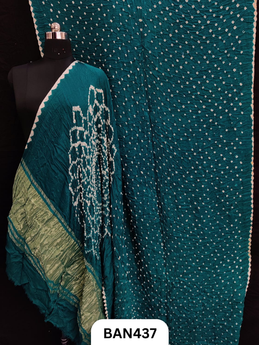 Semi Gaji Silk Tissue Pallu Bandhej Saree With Edging