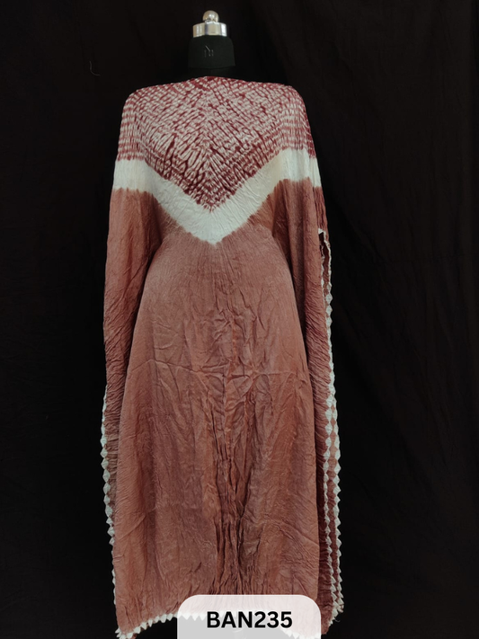 SEMI GAJI SHIBORI VIMKO PLAIN 2D EDGING UNSTITCHED KAFTAN