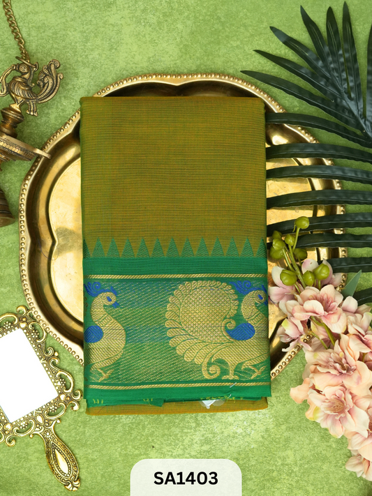 CHETTINAD COTTON SAREE | PEACOCK BORDER