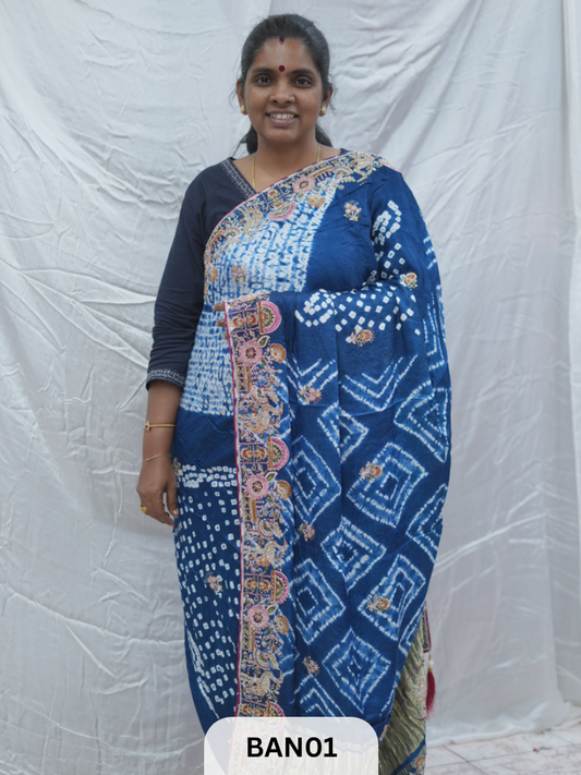 SHIBORI BANDHANI DESIGNER WORK SAREE