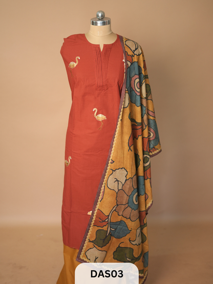 SWAN EMBROIDERY SALWAR SUIT - 3PCS