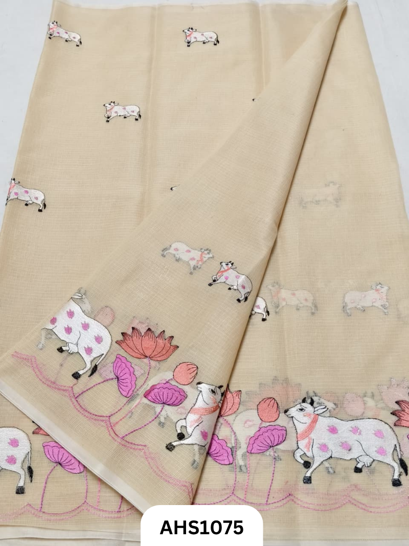 Kota Cotton Pichwai Embroidery Work Saree