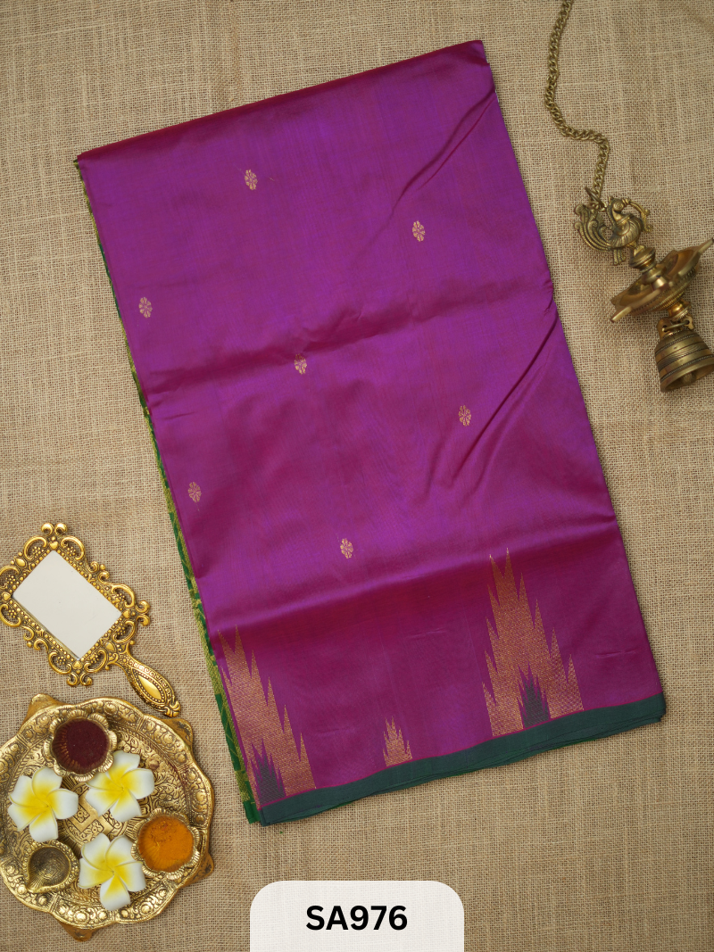 PURE HANDLOOM SILK COTTON SAREE | TEMPLE BORDER