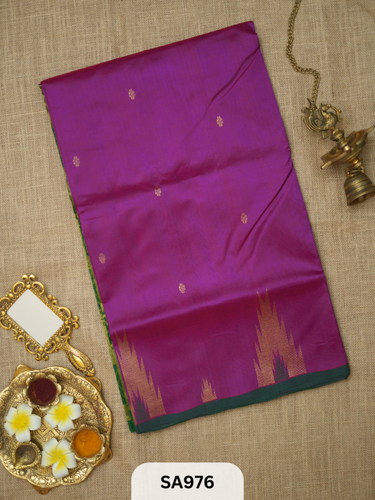 PURE HANDLOOM SILK COTTON SAREE | TEMPLE BORDER