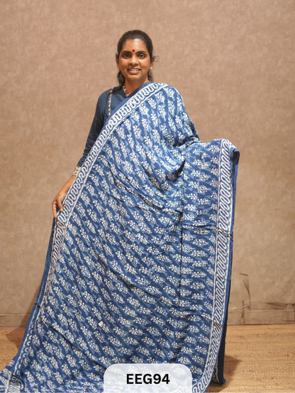CHANDERI INDIGO SAREE