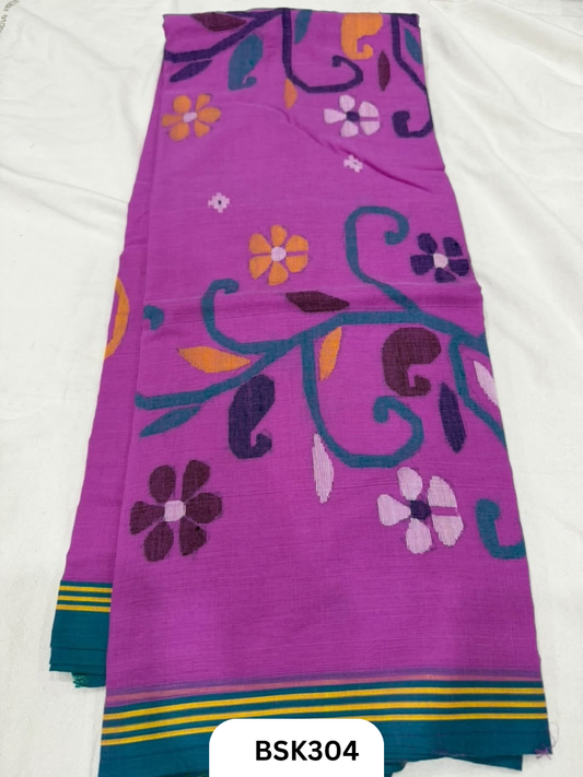 Handloom Pure Mul Cotton With Jamdhani Weave Saree