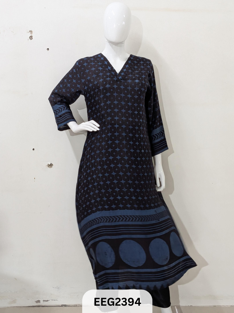 PURE MUSLIN  WITH MODAL AJRAKH PRINT WORK WEAR