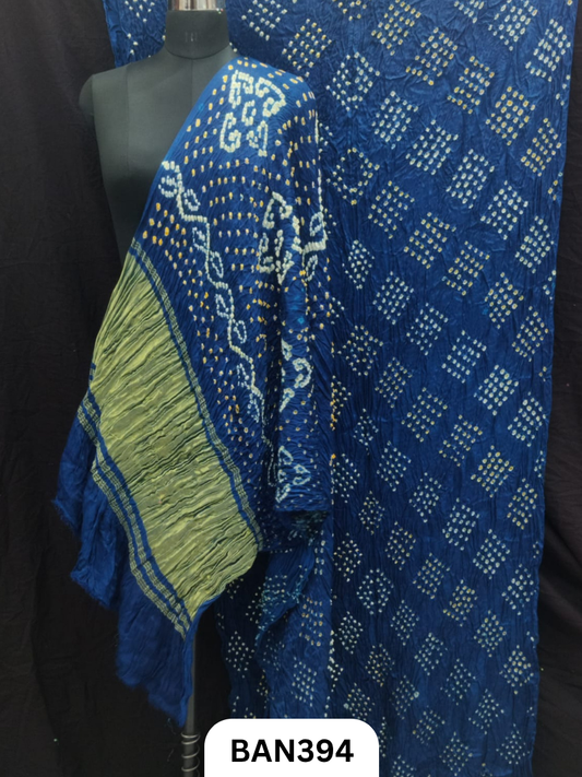 Semi Gaji Silk Tissue Pallu 25 Bani Bandhej Saree