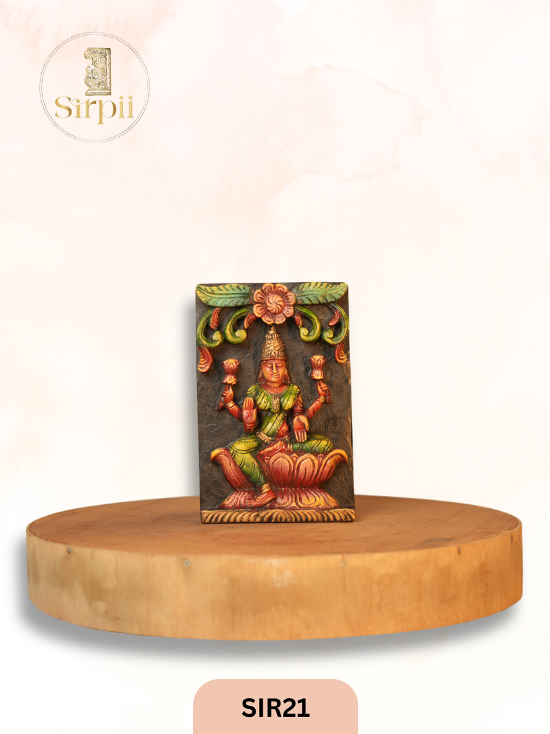 Wooden Goddess Gajalakshmi - Height 11" INCH, WIDTH 8"INCH