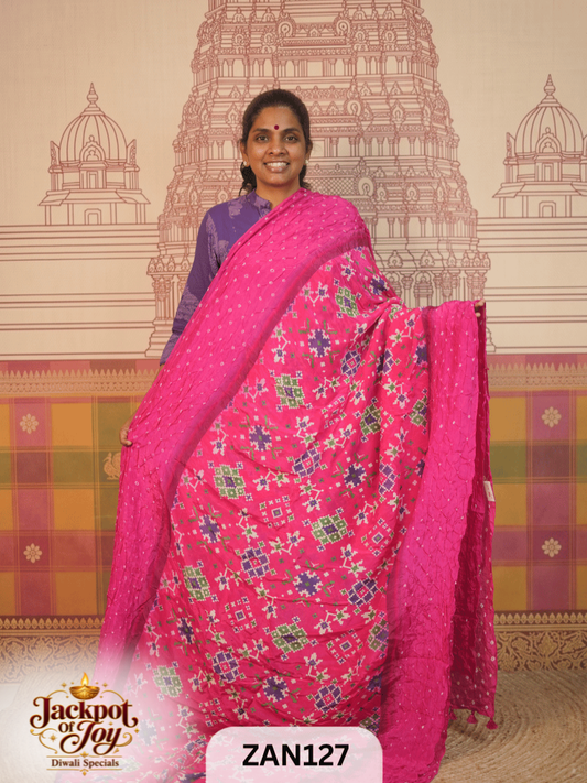 Pure Viscos Georgette Bandhani Digital Saree