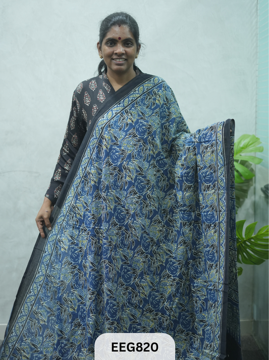 MUL COTTON AJRAKH HANDBLOCK PRINT SAREE