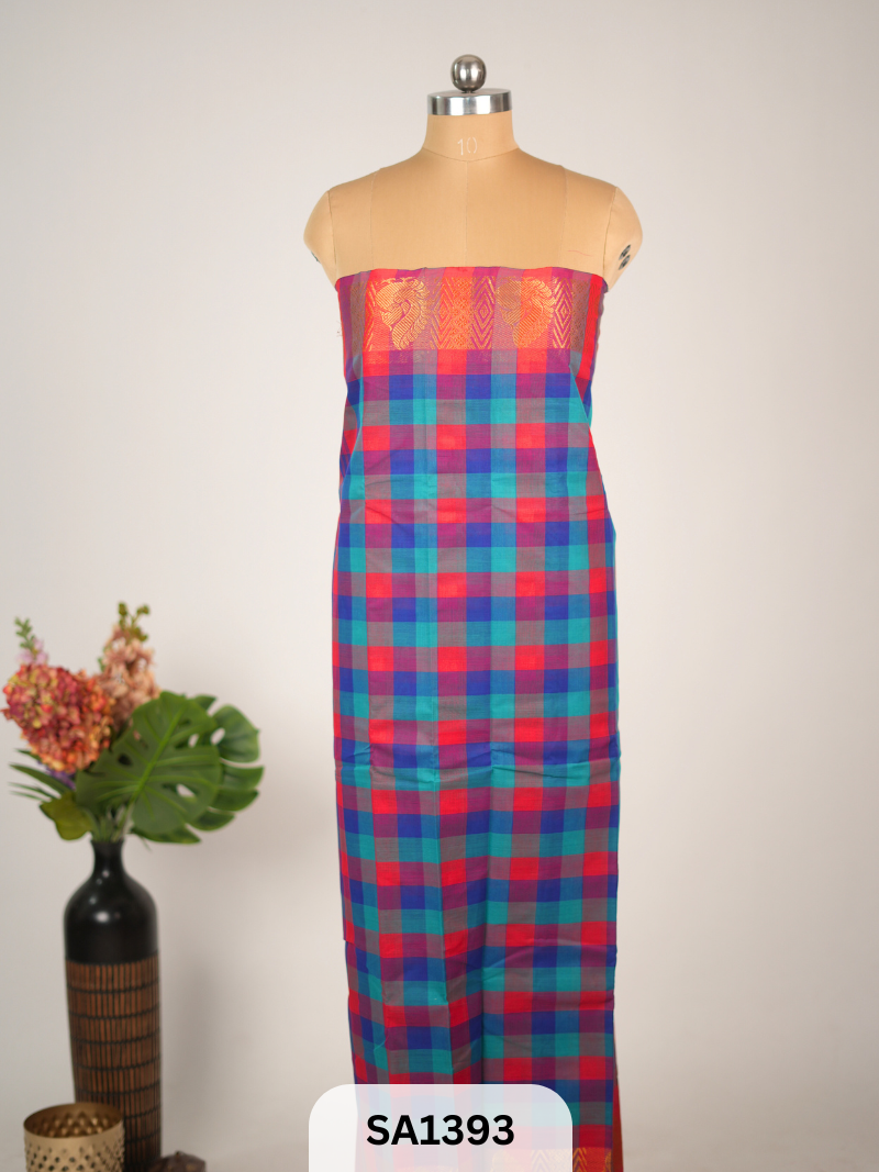 CHETTINAD CHECKED COTTON TOP MATRIAL 2.5 MTR