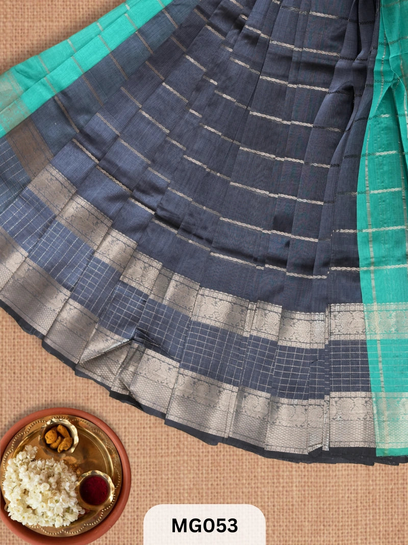 PURE HANDLOOM MANGALGIRI SAREE | BUTTA PALLU