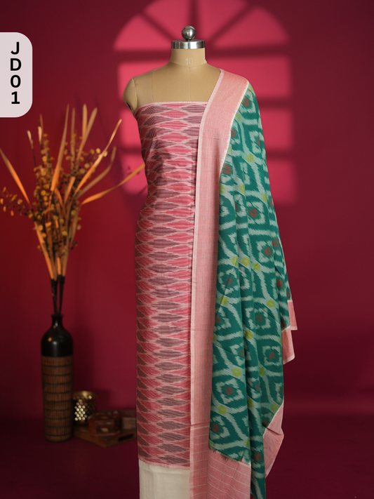 Double Ikkat Cotton with Mercerised Cotton Dupatta