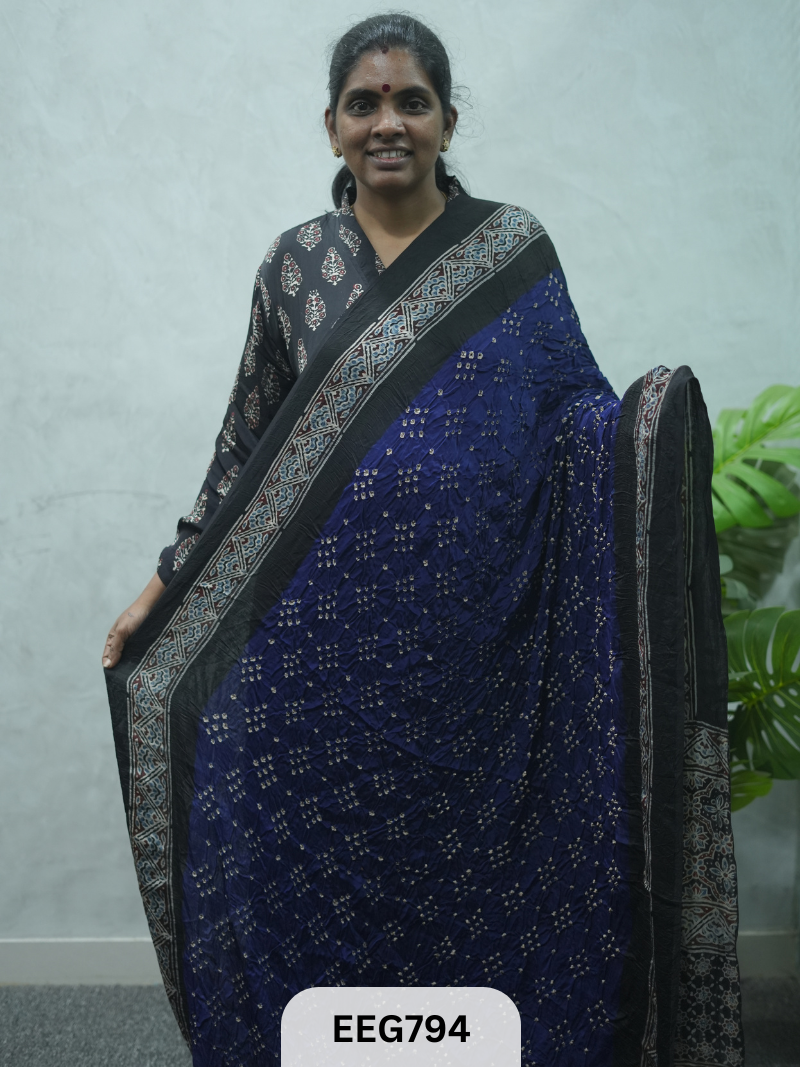 MODAL AJRAKH BANDHEJ SAREE