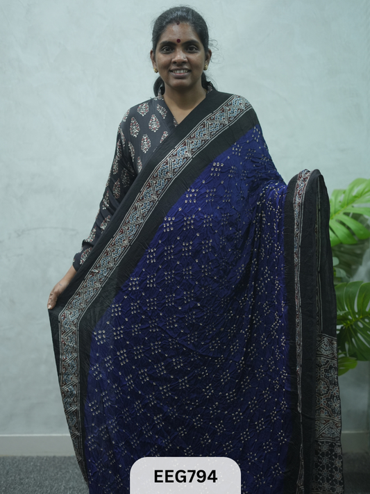 MODAL AJRAKH BANDHEJ SAREE