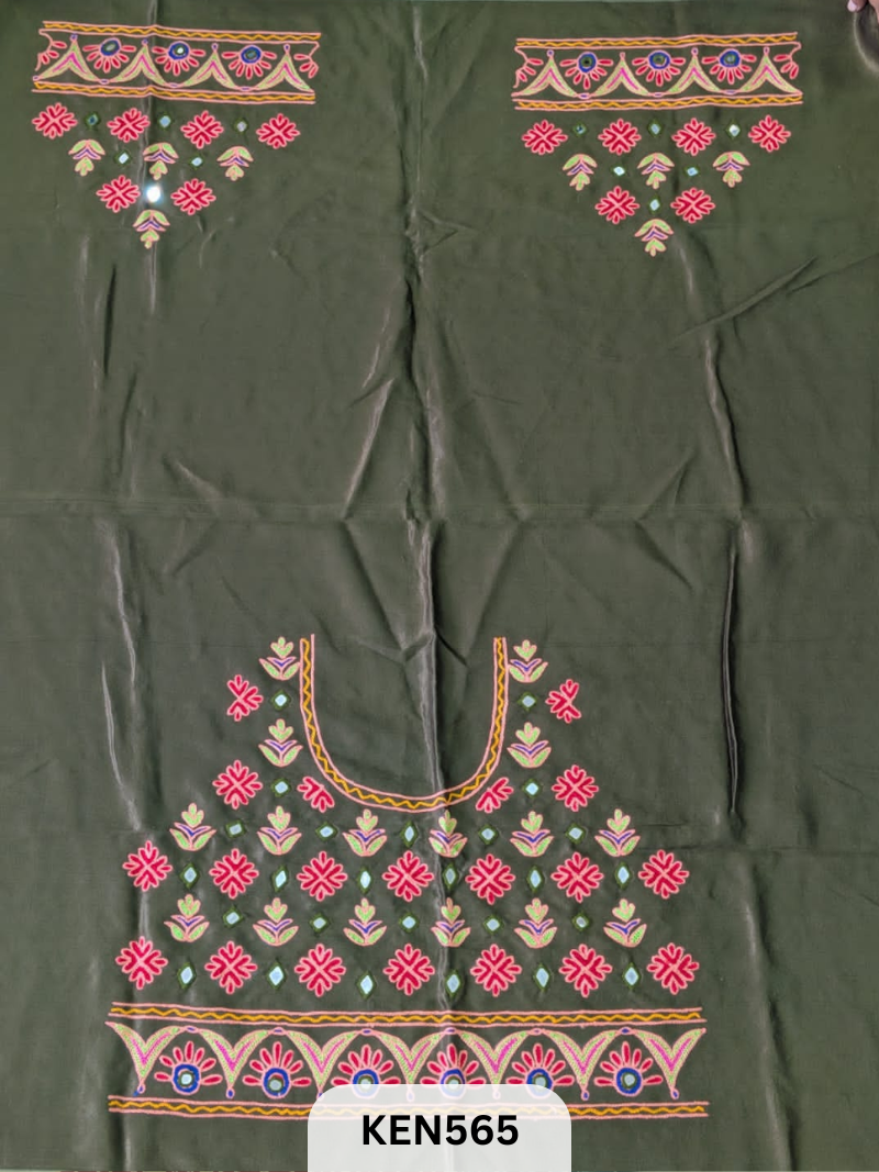 MASHRUSILK HAND AARIWORK UNSTITCHED BLOUSEPIECE