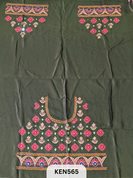 MASHRUSILK HAND AARIWORK UNSTITCHED BLOUSEPIECE