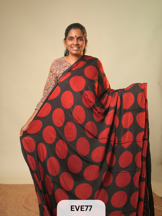 MODAL AJRAKH HANDBLOCK PRINT SAREE