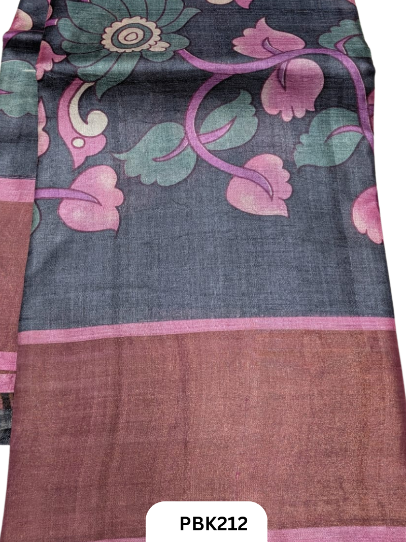 Premium Pure Tussar Silk Handblock Print Saree – Kolkata Special