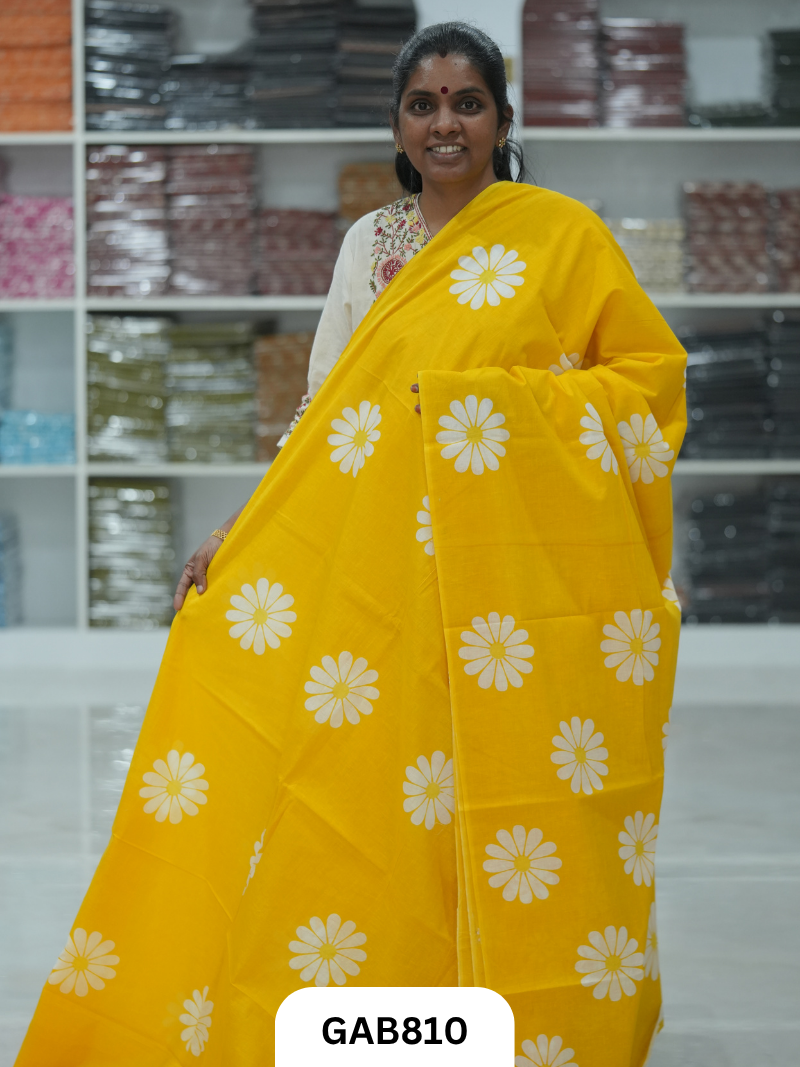 Bagru Block Print Cotton Mulmul Sarees With Running Blouse