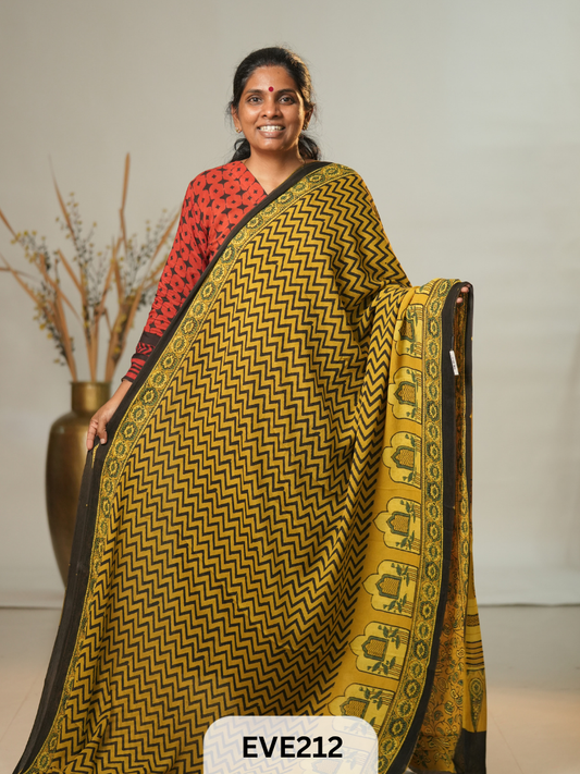 Chinon Chiffon Ajrakh Print Saree