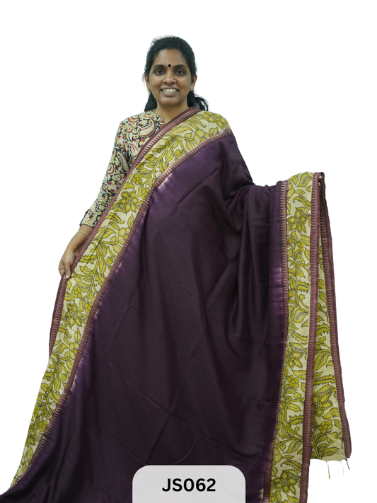 KALAMKARI X MANGALAGIRI FUSION SAREE -  DOUBLE BORDER