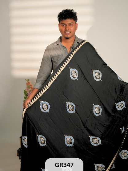 Modal silk with Ajrakh saree