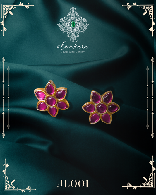 Daily wear Classic Stud 92.5 silver studs/ Ruby Stone /Authentic & Natural