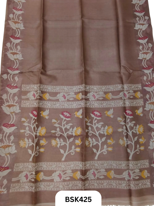 Pure Tussar Jamdani Gicha Handloom Weave