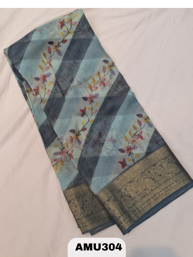 BANARAS RUSSIAN SILK SAREE WITH PRINTED