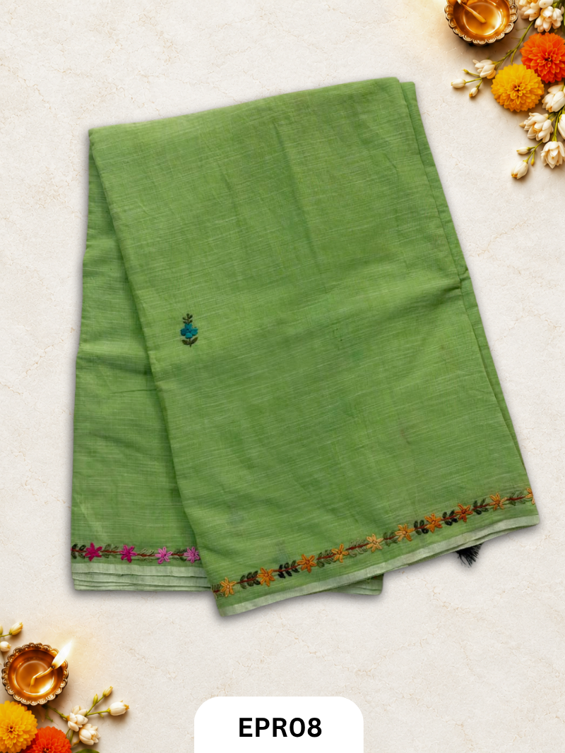 Linen Cotton With Embroidery Lambani Saree