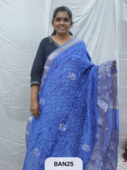PURE RAW SILK WITH MEENAKARI BUTTA BANDHINI SAREE