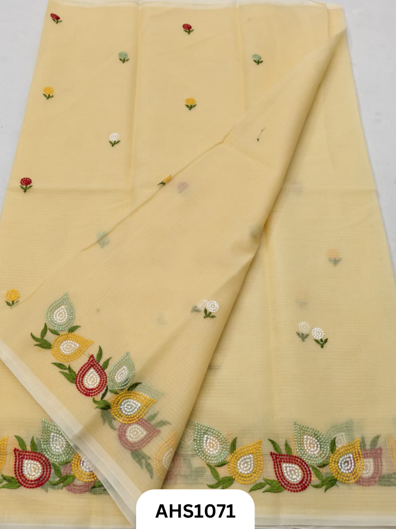 Kota Cotton Embroidery  Work Saree with Blouse