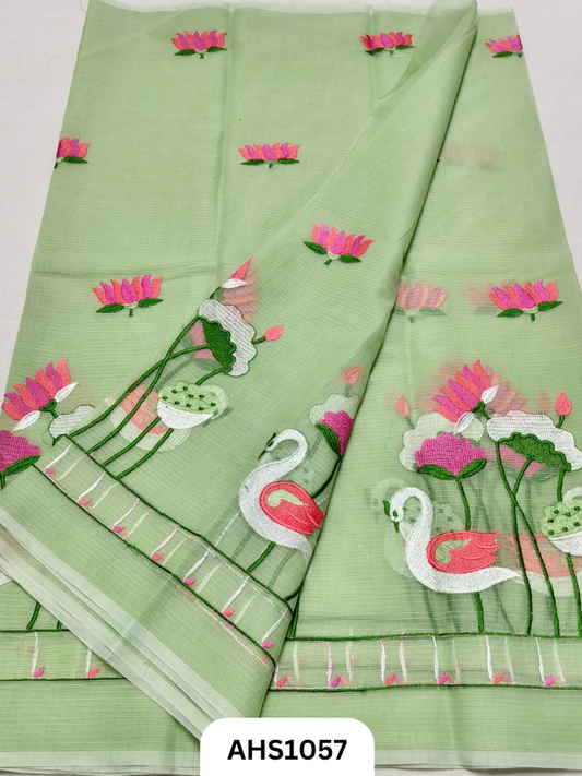 Kota Cotton Embroidery  Work Saree with Blouse