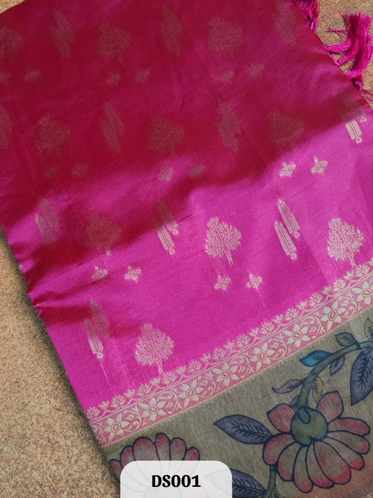 Semi Dola Silk with Christmas design