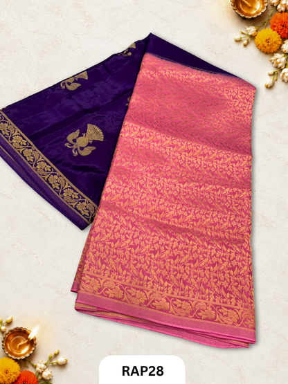 Pure Viscos Kancheepuram Contrast Saree