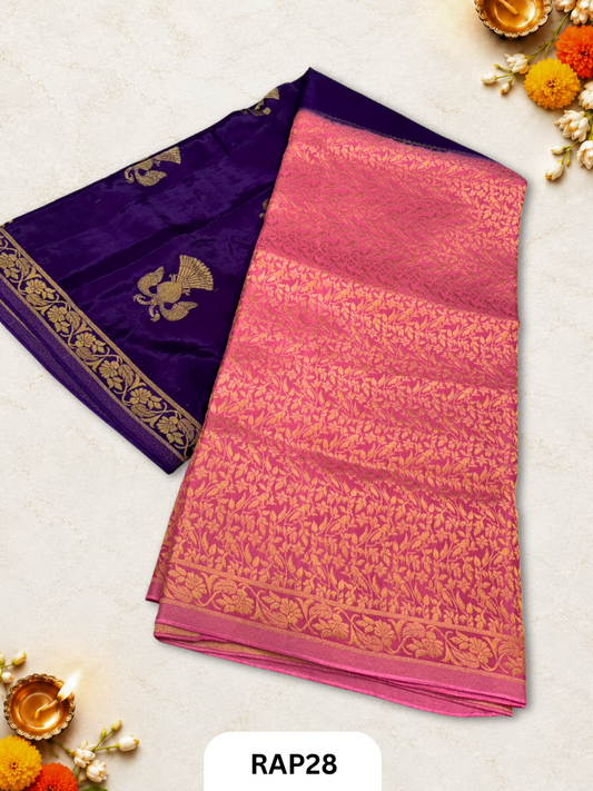 Pure Viscos Kancheepuram Contrast Saree