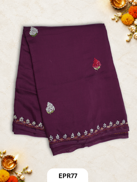 Mul Chanderi Lambani Embroidery Saree