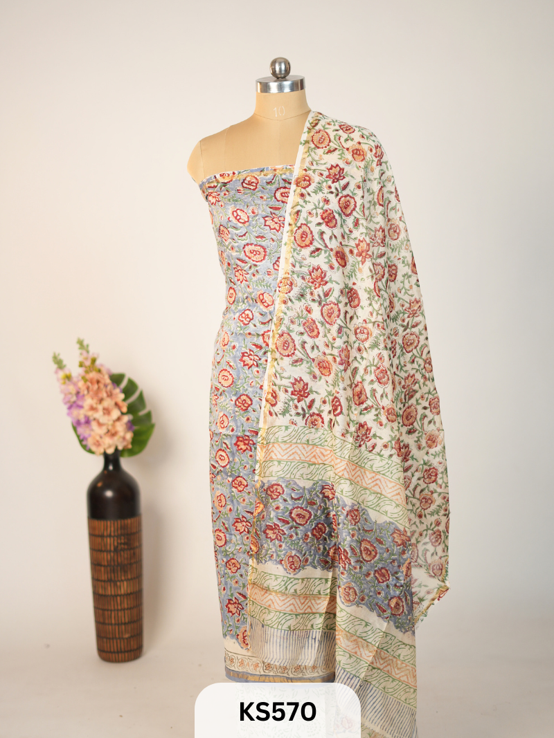 CHANDERI SILK-HANBLOCK