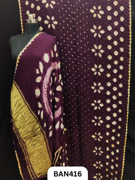 Semi Gaji Silk Tissue Pallu Shibori Pallu Shibori Border Bandhej Saree