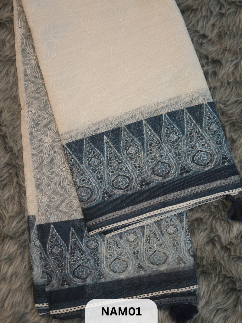 KOTA X CHIKANKARI HANDBLOCK PRINT SAREE