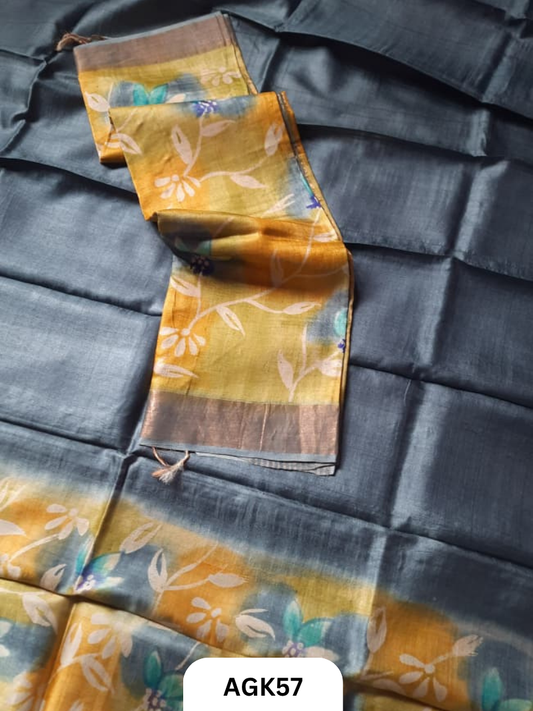Premium Tussar Silk Hand-Painted Salwar Set – Silk Mark Certified